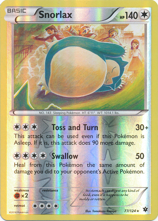 Snorlax - 77/124 - Rare - Reverse Holo