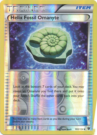 Helix Fossil Omanyte - 102/124 - Uncommon - Reverse Holo