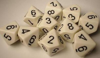 Opaque Poly D10 White/Black (10) CHESSEX 26201