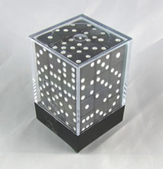 SQUARE CORNERED DICE  D6 12mm Opaque SQ Black/white