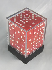 SQUARE CORNERED DICE D6 12MM RED/WHITE