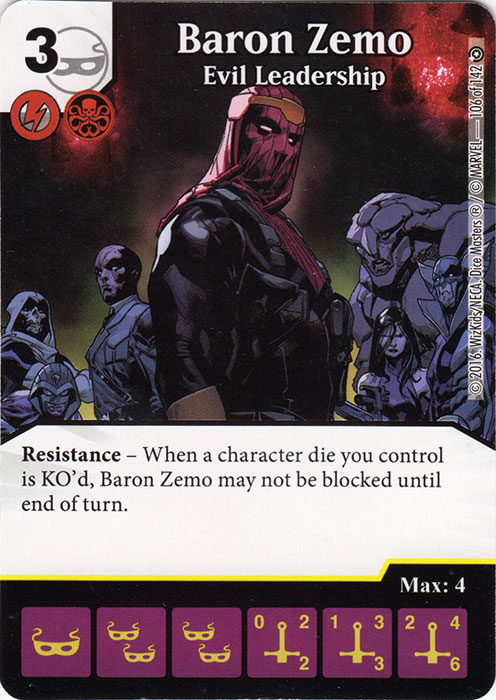 Baron Zemo - Evil Leadership (Die & Card Combo)