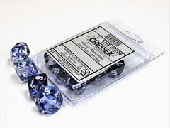 Nebula Black w/White Set of 10 d10 Dice (CHX27208)