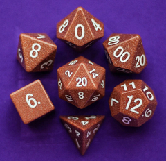 First Tier Gemstone Polyhedral Dice Set - Goldstone