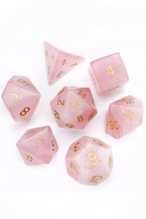 First Tier Gemstone Polyhedral Dice Set - Rose Quartz