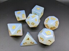 First Tier Gemstone Polyhedral Dice Set - Synthetic Opalite