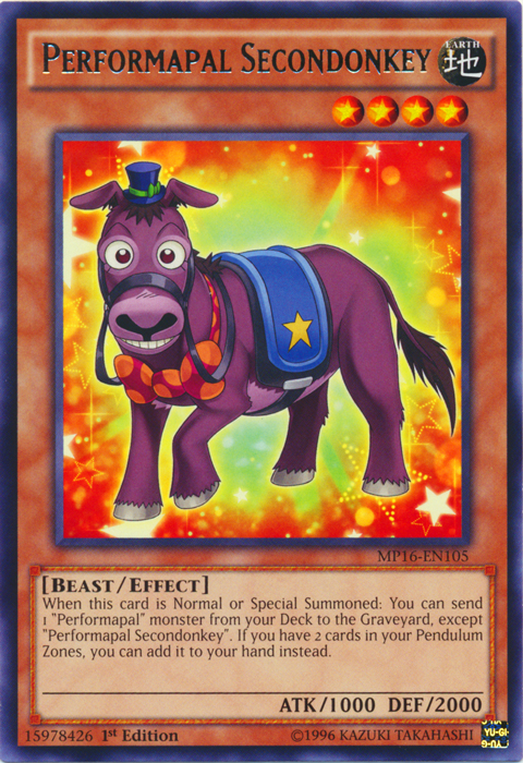 Performapal Secondonkey - MP16-EN105 - Rare - 1st Edition