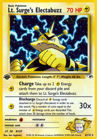 Lt. Surge's Electabuzz - 6/132 - Holo Rare - 1st Edition Lt. Surge's Electabuzz - 6/132 - Holo Rare - 1st Edition