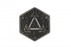 D20 Crit Metal Pin Norse Foundry Silver Plated 25mm