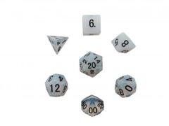 16mm Engraved Stone Poly Dice Set - Opalite