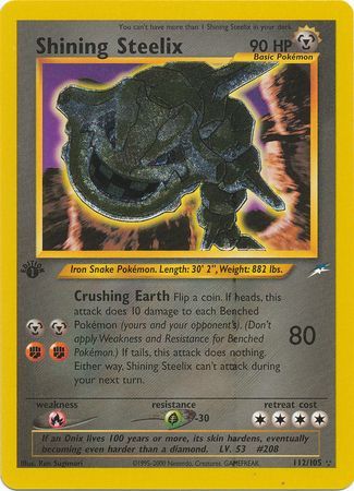 Shining Steelix - 112/105 - Shining Holo Rare - 1st Edition