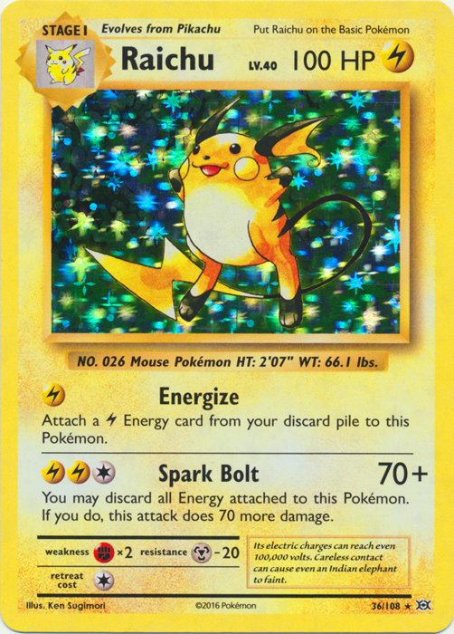 Raichu - 36/108 - Holo Rare