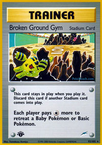 Broken Ground Gym - 92/105 - Rare - 1st Edition