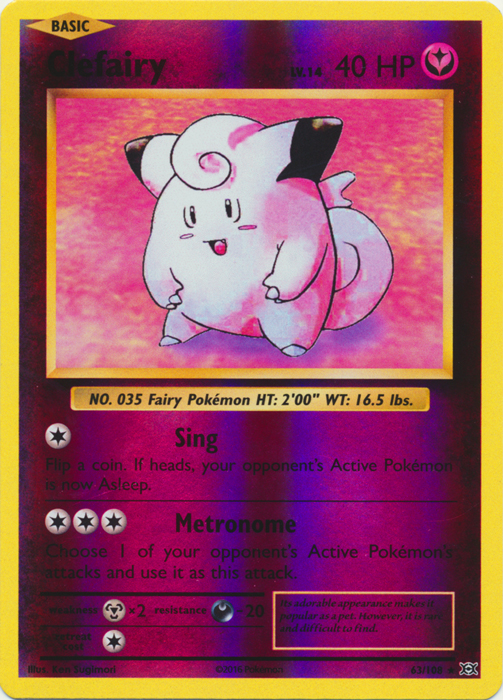 Clefairy - 63/108 - Holo Rare - Reverse Holo