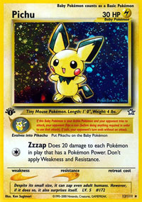 Pichu - 12/111 - Holo Rare - 1st Edition