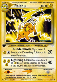 Raichu - 21/64 - Rare - 1st Edition