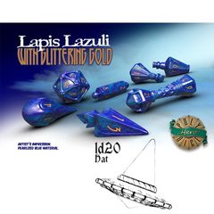 Polyhero Dice: D20 Wizard Hat Promo - Lapis Lazuli With Glittering Gold