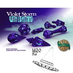 Polyhero Dice: D20 Wizard Hat Promo - Violet Storm With Lightning