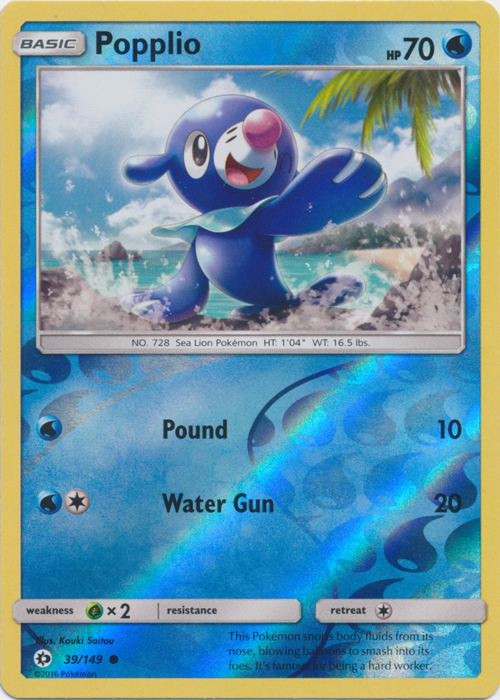 Popplio - 39/149 - Common - Reverse Holo