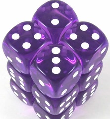 Transparent 12D6 Purple/White 16Mm Round Cornered Dlx