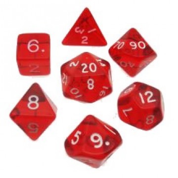 Transparent Polyhedral Red/White 7/Set