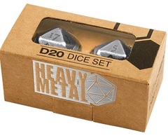 Heavy Metal D20 2-Dice Set Chrome