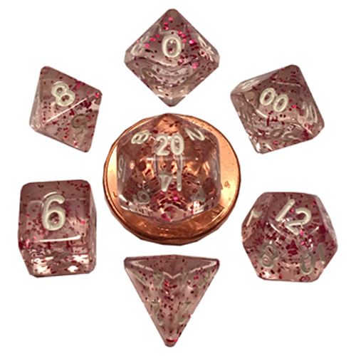 10mm Mini Dice Poly Set: Ethereal Purple With White Numbers (7) MET 4208