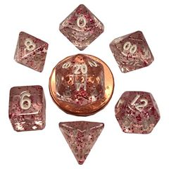 7 Count Mini Dice Poly Set: Ethereal Purple With White Numbers