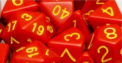 Opaque Red with Gold Numbers - d%