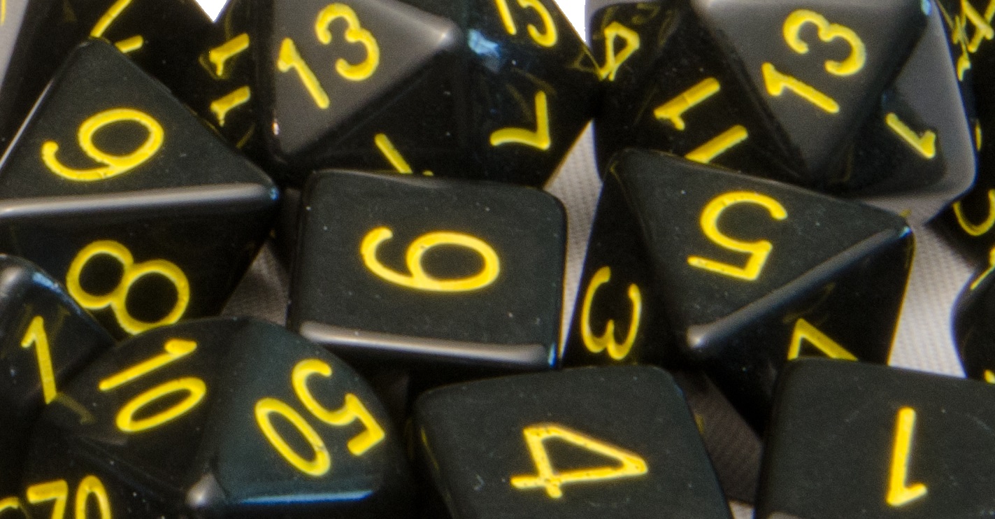 Opaque Black with Gold Numbers - d%