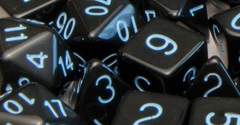 Opaque Black with Lt Blue Numbers - d%