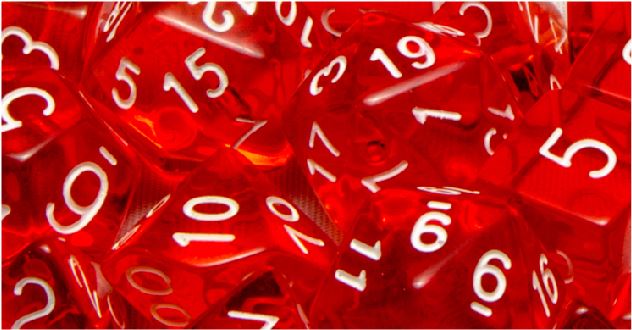 Translucent Red with White Numbers - d20