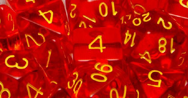 Translucent Red with Gold Numbers - d%