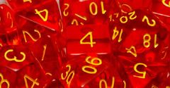 Translucent Red with Gold Numbers - d%