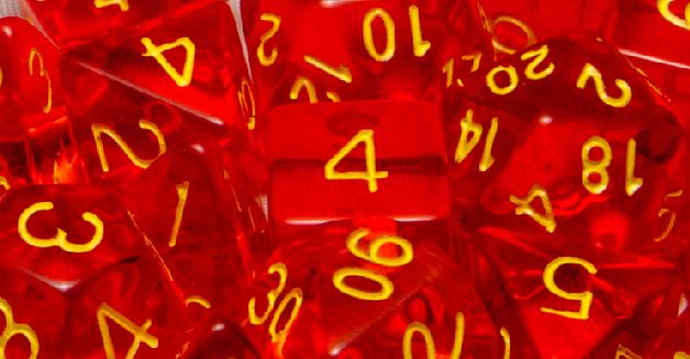 Translucent Red with Gold Numbers - d6