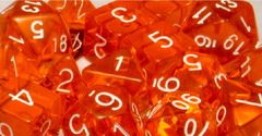 Translucent Orange with White Numbers - d%