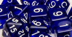 Translucent Dark Blue with White Numbers - d%