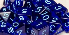 Translucent Dark Blue with Lt Blue Numbers - d%