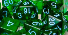 Translucent Dark Green with Lt Blue Numbers - d%