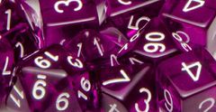 Translucent Dark Purple with White Numbers - Set of 7 Dice