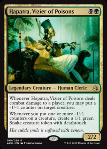 Hapatra Vizier of Poisons 1x FOIL AKH MTG Amonkhet Rare MINT black green Hapatra Vizier of Poisons 1x FOIL AKH MTG Amonkhet Rare MINT black green