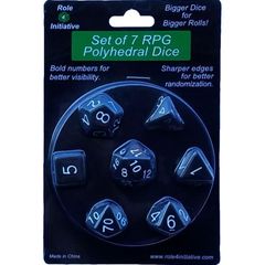 Set Of 7 Polyhedral Dice: Translucent Black (Smoke) With White Numbers