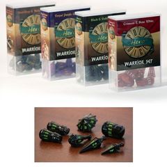 Polyhero Dice: Warrior Set - Black With Goblin Green