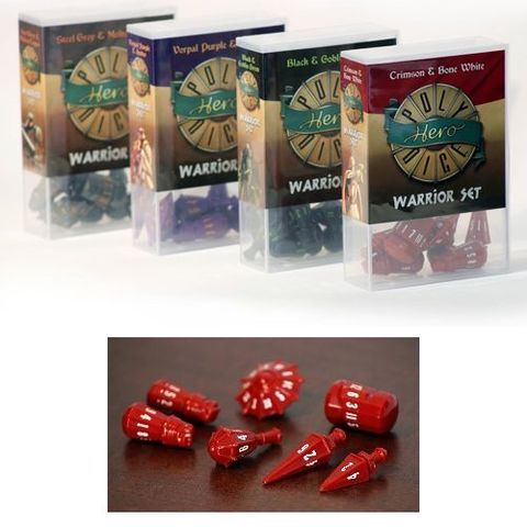 Crimson - Bone White (PolyHero Dice) - Warrior Set