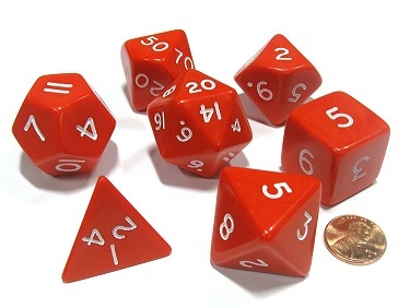 Jumbo Dice Set 7 Polyhedral Red 28mm