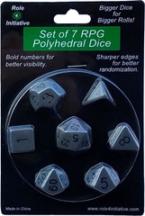 Set Of 7 Dice: Opaque Dark Gray W/ Black