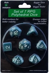 Set Of 7 Dice: Sea Dragon Shimmer W/ White