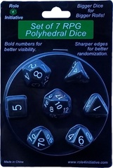 Set Of 7 Dice: Translucent Black (Smoke) W/White