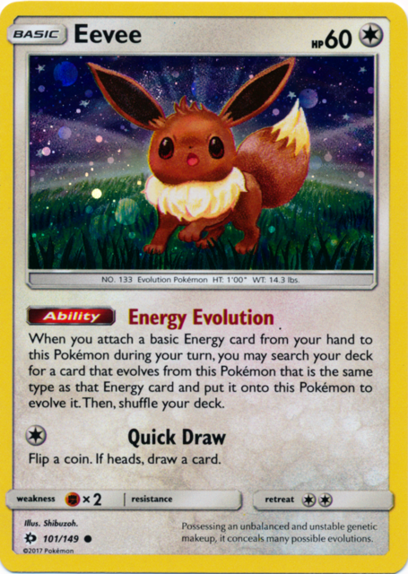 Eevee 101/149 Cosmos Holo Promo - Espeon & Umbreon GX Premium Collection Eevee 101/149 Cosmos Holo Promo - Espeon & Umbreon GX Premium Collection