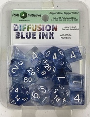 Set Of 15 Dice - Diffusion Blue Ink/White